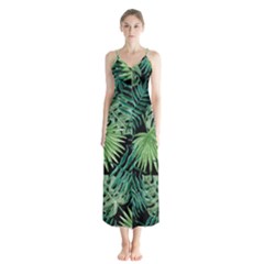 Tropical Pattern Button Up Chiffon Maxi Dress by ValentinaDesign