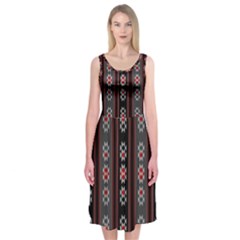 Folklore Pattern Midi Sleeveless Dress by ValentinaDesign