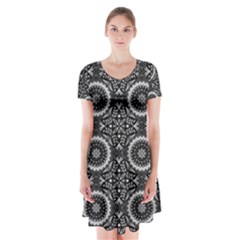 Oriental Pattern Short Sleeve V-neck Flare Dress by ValentinaDesign