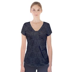 Oriental Pattern Short Sleeve Front Detail Top by ValentinaDesign