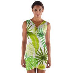 Amazon Forest Natural Green Yellow Leaf Wrap Front Bodycon Dress by Mariart