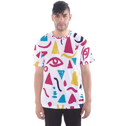 Eye Triangle Wave Chevron Red Yellow Blue Men s Sports Mesh Tee by Mariart