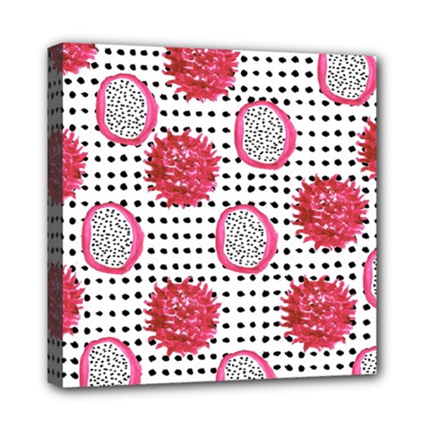 Fruit Patterns Bouffants Broken Hearts Dragon Polka Dots Red Black Mini Canvas 8  X 8  by Mariart