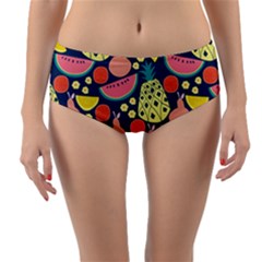Fruit Pineapple Watermelon Orange Tomato Fruits Reversible Mid-waist Bikini Bottoms