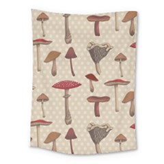 Mushroom Madness Red Grey Brown Polka Dots Medium Tapestry