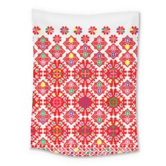 Plaid Red Star Flower Floral Fabric Medium Tapestry