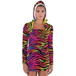 Rainbow Zebra Long Sleeve Hooded T-shirt