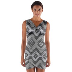 Triangle Wave Chevron Grey Sign Star Wrap Front Bodycon Dress by Mariart