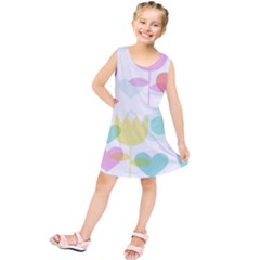 Tulip Lotus Sunflower Flower Floral Staer Love Pink Red Blue Green Kids  Tunic Dress by Mariart