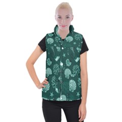 Vector Seamless Pattern With Sea Fauna Seaworld Women s Button Up Puffer Vest by Mariart