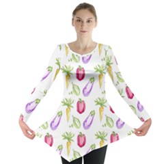 Vegetable Pattern Carrot Long Sleeve Tunic  by Mariart