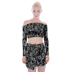 Floral Pattern Background Off Shoulder Top With Skirt Set by BangZart
