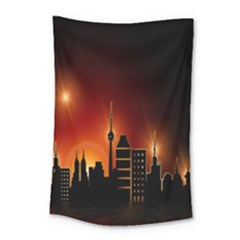 Gold Golden Skyline Skyscraper Small Tapestry by BangZart