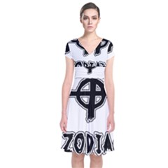 Zodiac Killer  Short Sleeve Front Wrap Dress by Valentinaart