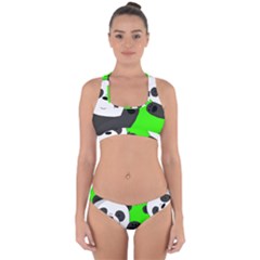 Cute Pandas Cross Back Hipster Bikini Set by Valentinaart