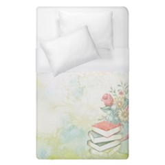 Romantic Watercolor Books And Flowers Duvet Cover (single Size) by paulaoliveiradesign