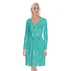 Background Green Abstract Long Sleeve Velvet Front Wrap Dress