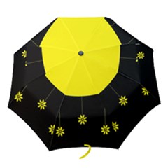 Flower Land Yellow Black Design Folding Umbrellas by Nexatart