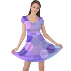 Purple Hexagon Background Cell Cap Sleeve Dress by Nexatart