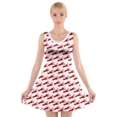Custom V-neck Sleeveless Dress - Dom Red/black by tigstogs