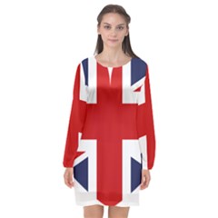 Uk Flag United Kingdom Long Sleeve Chiffon Shift Dress  by Nexatart