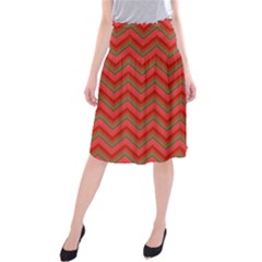 Background Retro Red Zigzag Midi Beach Skirt by Nexatart