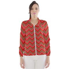 Background Retro Red Zigzag Wind Breaker (women) by Nexatart