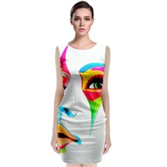 Colourful Art Face Sleeveless Velvet Midi Dress by MaryIllustrations