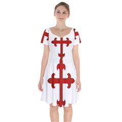 Crusader Cross Short Sleeve Bardot Dress by Valentinaart