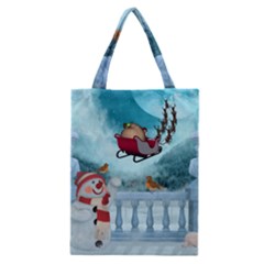Christmas Design, Santa Claus With Reindeer In The Sky Classic Tote Bag by FantasyWorld7