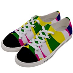 Anatomicalrainbow Wave Chevron Pink Blue Yellow Green Women s Low Top Canvas Sneakers by Mariart