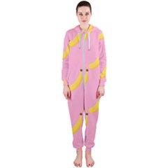 Banana Fruit Yellow Pink Hooded Jumpsuit (ladies)  by Mariart