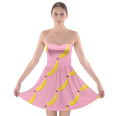 Banana Fruit Yellow Pink Strapless Bra Top Dress by Mariart