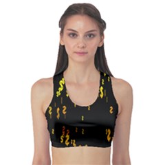 Animated Falling Spinning Shining 3d Golden Dollar Signs Against Transparent Sports Bra by Mariart