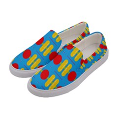Ovals And Stripes Pattern                       Women Canvas Slip Ons by LalyLauraFLM