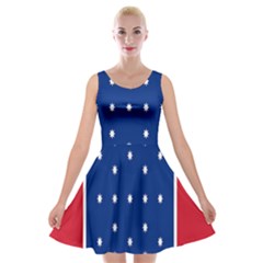British American Flag Red Blue Star Velvet Skater Dress by Mariart