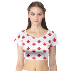 Canadian Maple Leaf Pattern Short Sleeve Crop Top by Mariart