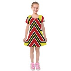 Chevron Symbols Multiple Large Red Yellow Kids  Short Sleeve Velvet Dress by Mariart
