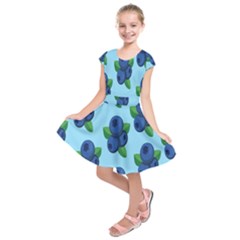Fruit Nordic Grapes Green Blue Kids  Short Sleeve Dress