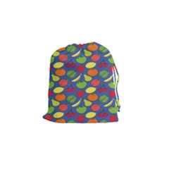 Fruit Melon Cherry Apple Strawberry Banana Apple Drawstring Pouches (small)  by Mariart