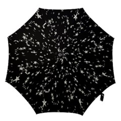 Falling Spinning Silver Stars Space White Black Hook Handle Umbrellas (small) by Mariart
