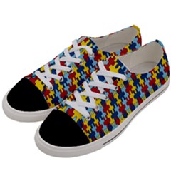 Fuzzle Red Blue Yellow Colorful Women s Low Top Canvas Sneakers