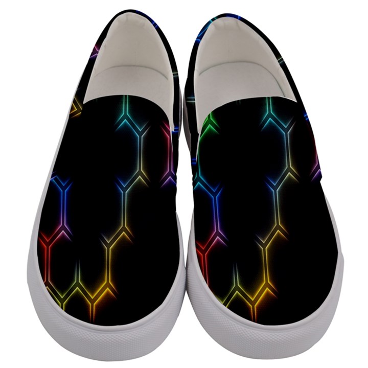 Grid Light Colorful Bright Ultra Men s Canvas Slip Ons