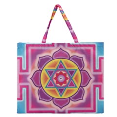 Kali Yantra Inverted Rainbow Zipper Large Tote Bag by Mariart