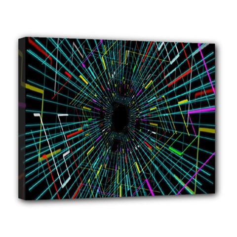 Colorful Geometric Electrical Line Block Grid Zooming Movement Canvas 14  X 11 