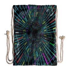 Colorful Geometric Electrical Line Block Grid Zooming Movement Drawstring Bag (large) by Mariart