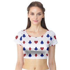 Playing Cards Hearts Diamonds Short Sleeve Crop Top by Mariart