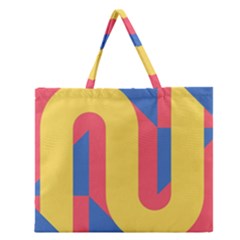 Rainbow Sign Yellow Red Blue Retro Zipper Large Tote Bag by Mariart