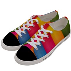 Rainbow Stripes Vertical Lines Colorful Blue Pink Orange Green Women s Low Top Canvas Sneakers by Mariart