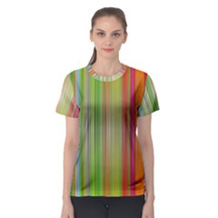 Rainbow Stripes Vertical Colorful Bright Women s Sport Mesh Tee